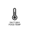 Temperatura máxima de alimentos de 194 °F